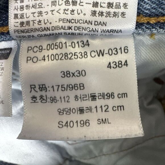 Levi's 501 Straight Leg Jeans Men's 38x29 Blue Cotton Pockets Red Tab Button Fly - Picture 3 of 9